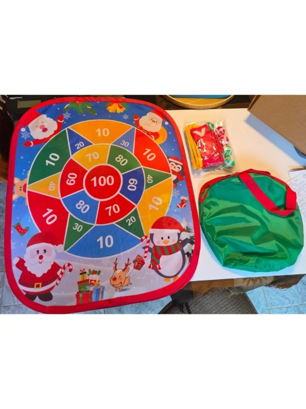 Christmas Bean Bag Toss & Dart Board Game Set Kids Adults Indoor/Outdoor Holiday